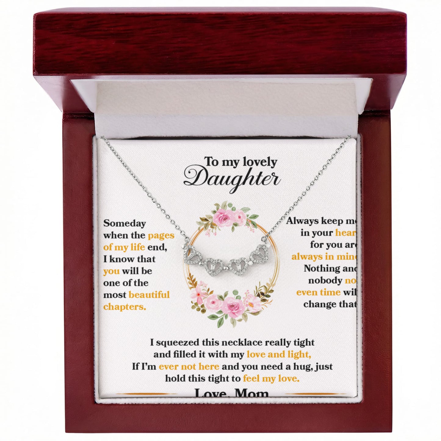 Daughter Heart Clover Convertible Necklace From Mom