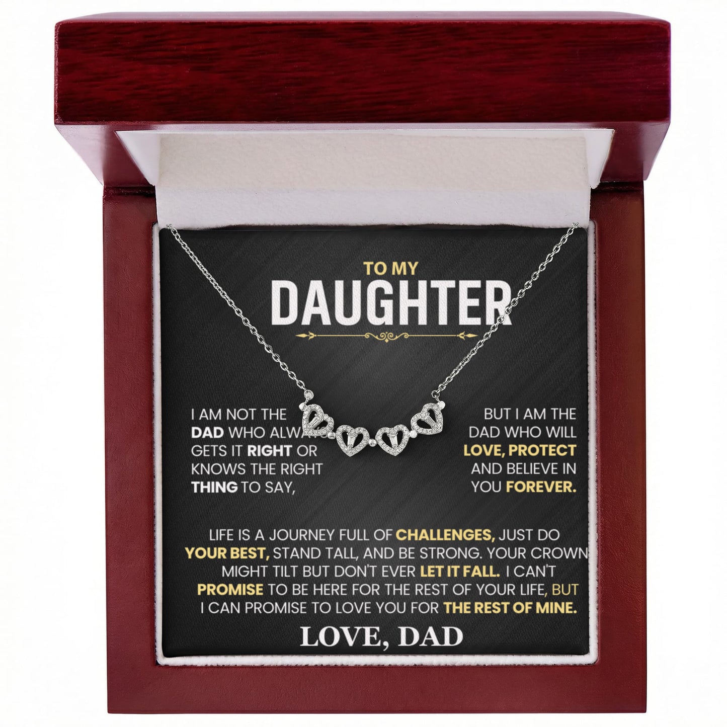 Daughter Heart Clover Convertible Necklace From Dad
