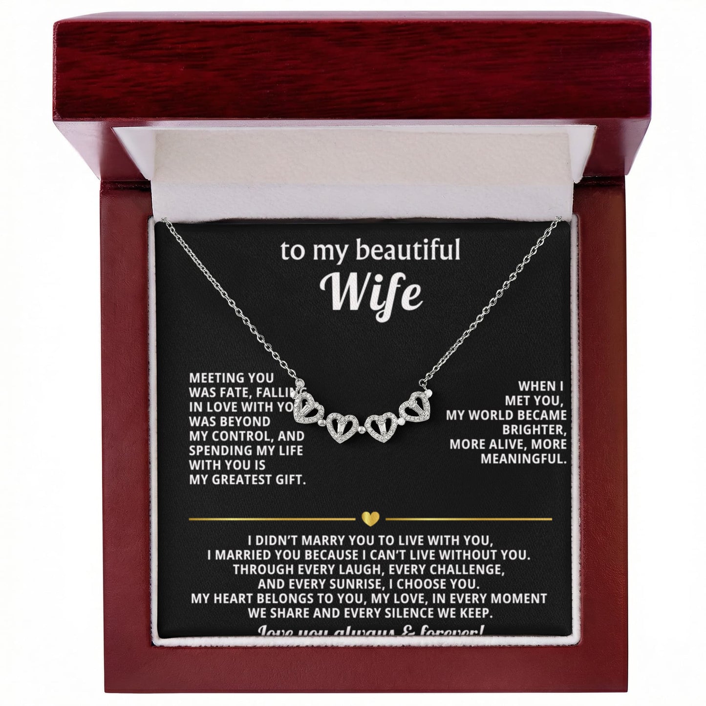 To  My Wife Magnetic Clover Convertible Hearts Necklace Gift