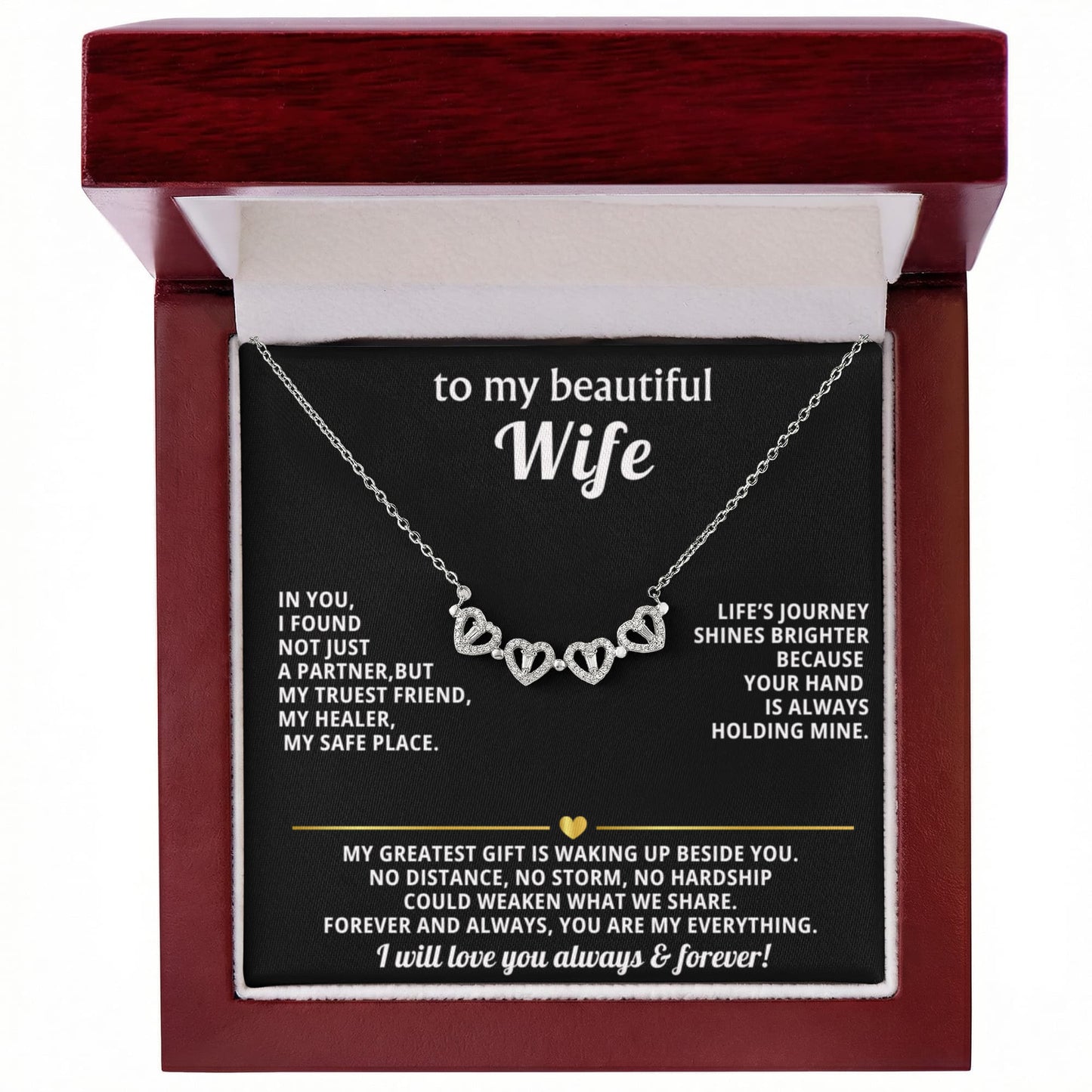To  My Wife Magnetic Clover Convertible Hearts Necklace Gift