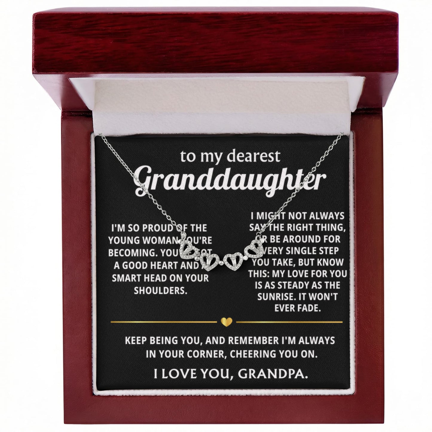 To My Granddaughter Convertible Clover Hearts Necklace