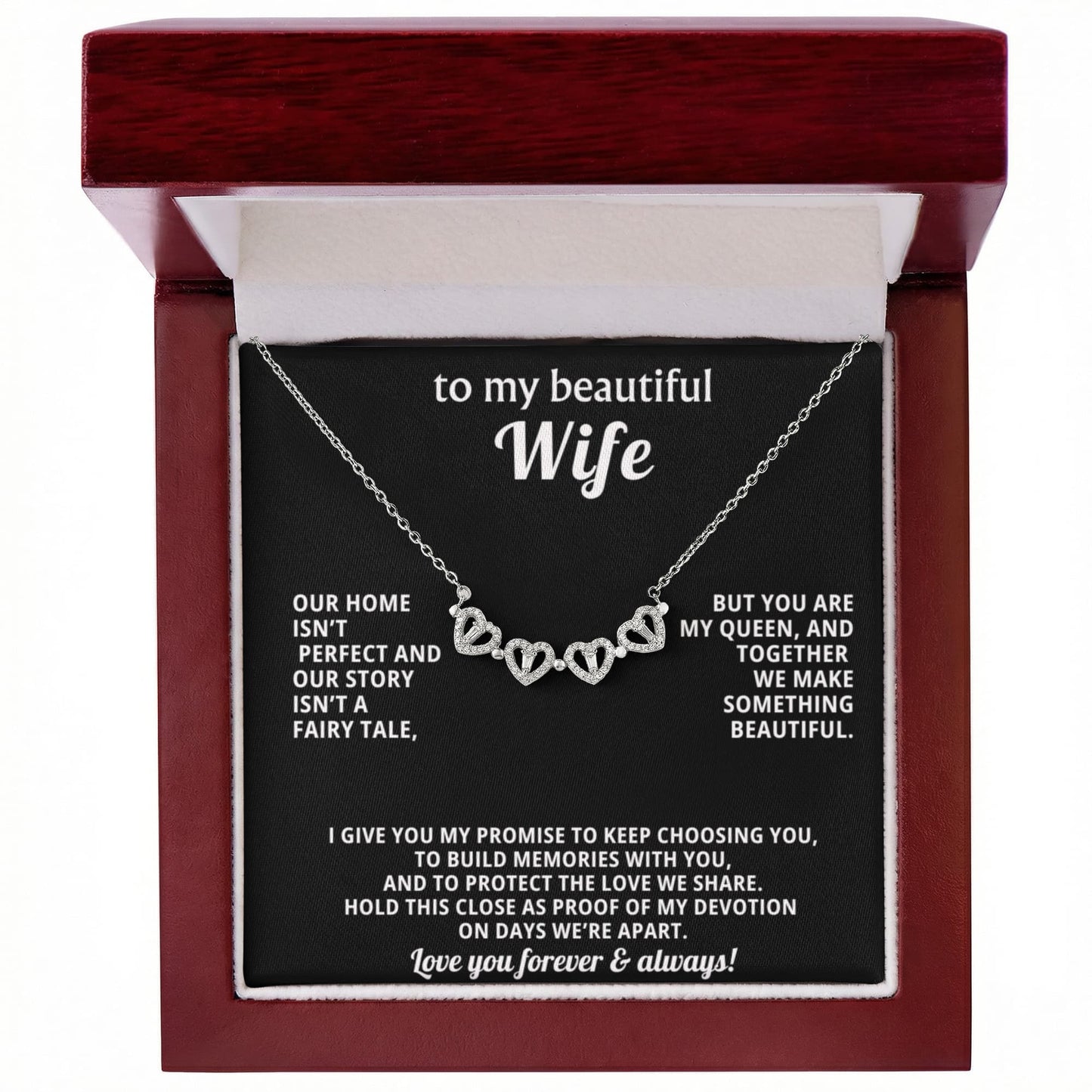 To  My Wife Magnetic Clover Convertible Hearts Necklace Gift