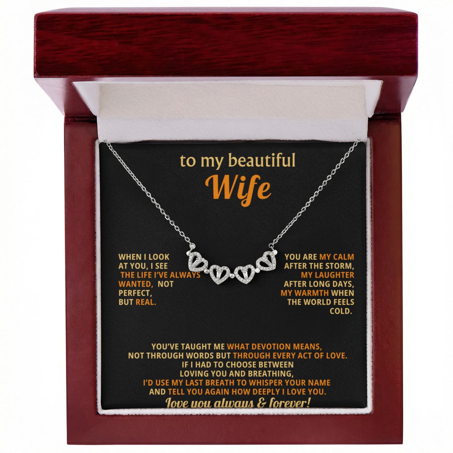 To  My Wife Magnetic Clover Convertible Hearts Necklace Gift