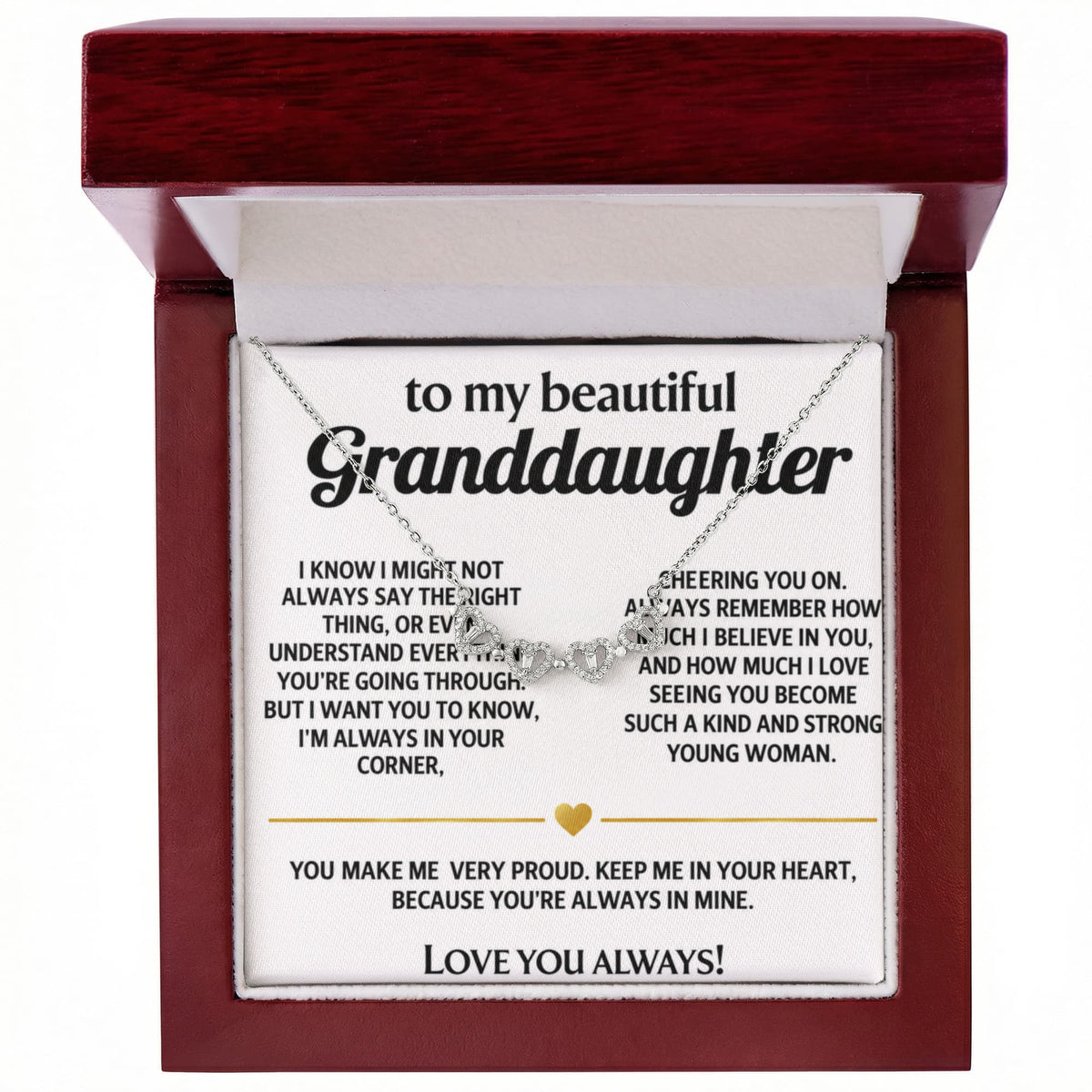 Granddaughter Convertible Clover Magnetic Hearts Necklace Gift