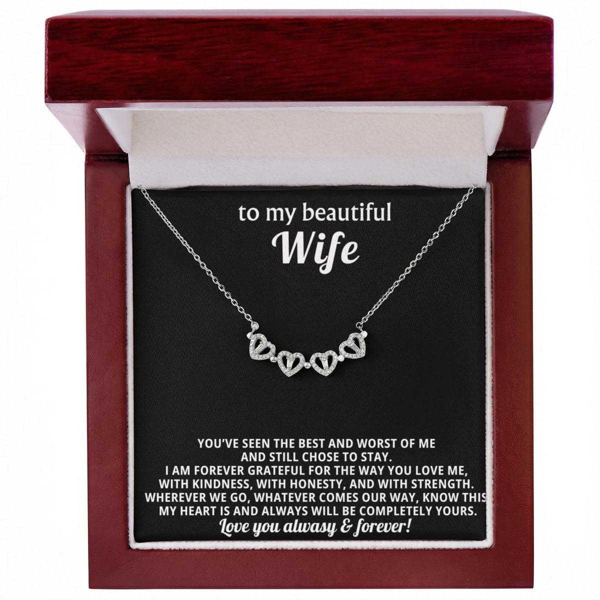 To  My Wife Magnetic Clover Convertible Hearts Necklace Gift