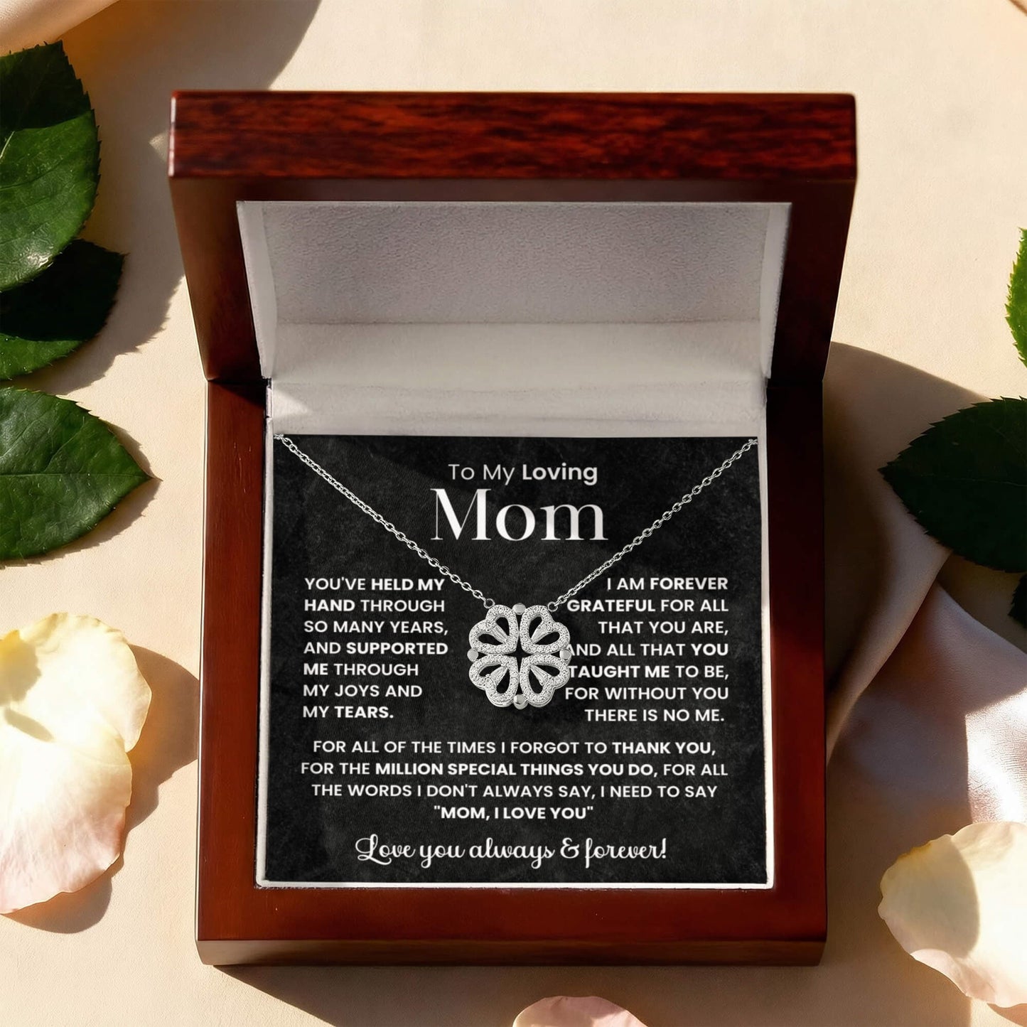 To My Mom Heart Clover Convertible Necklace