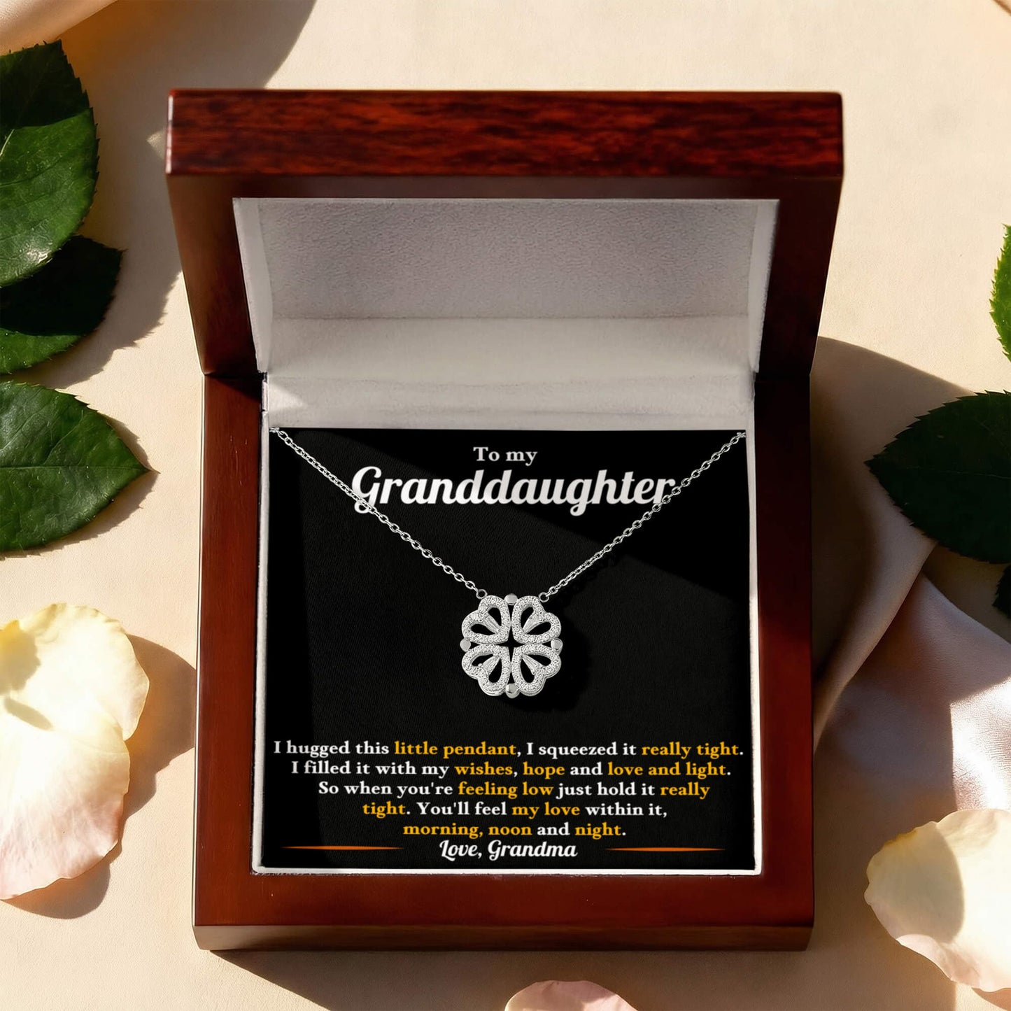 Granddaughter Convertible Clover Hearts Necklace