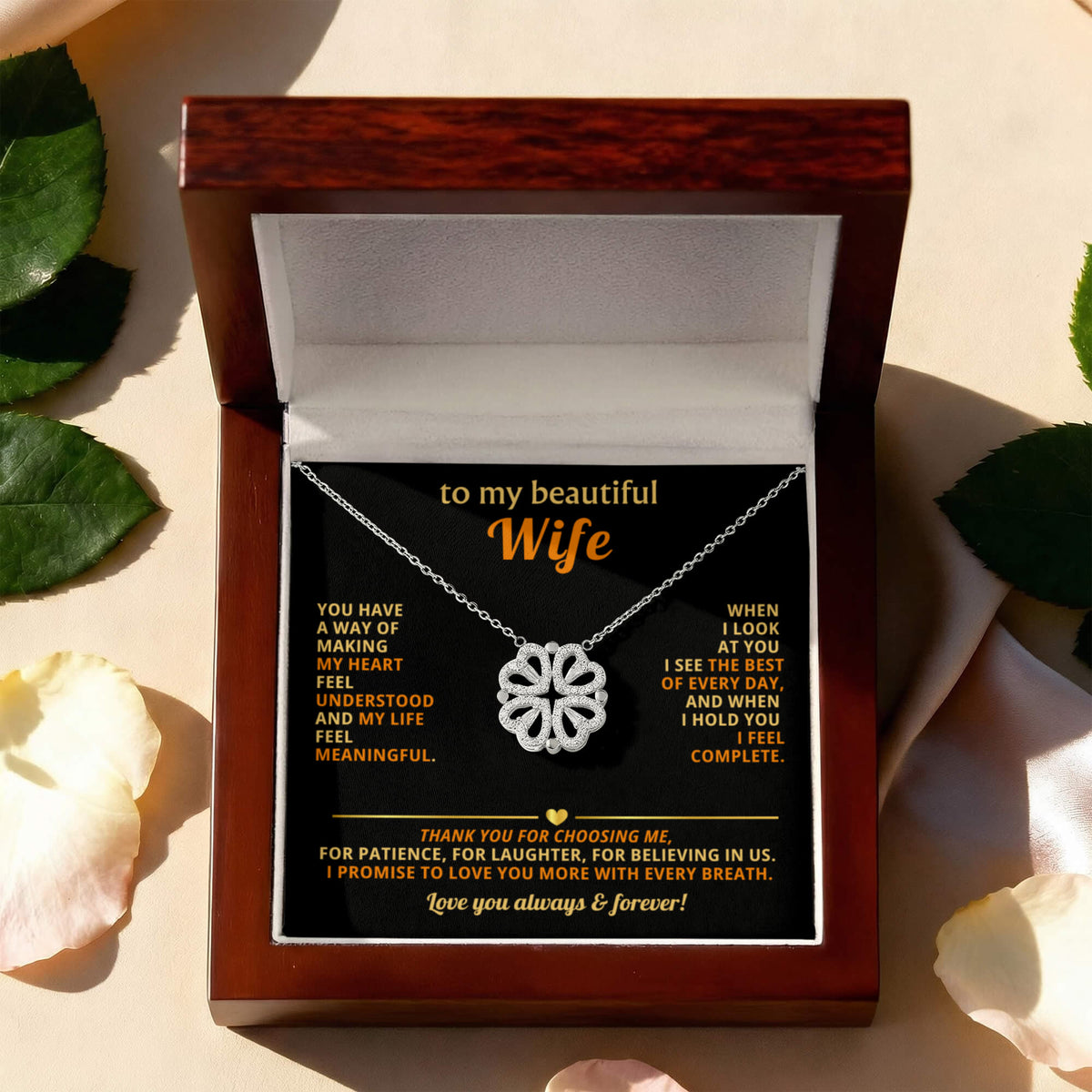 To  My Wife Magnetic Clover Convertible Hearts Necklace Gift