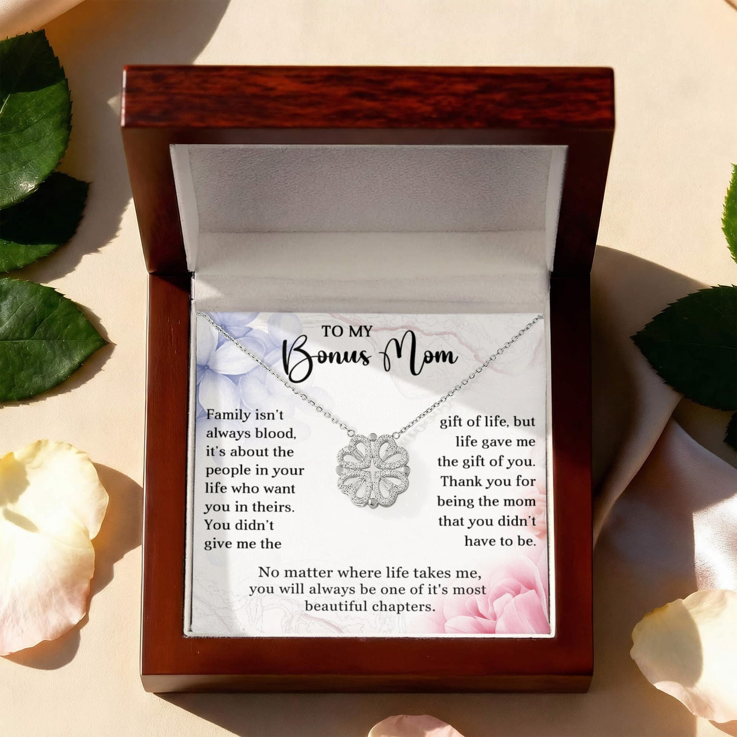 Bonus Mom Clover Heart Convertible Necklace