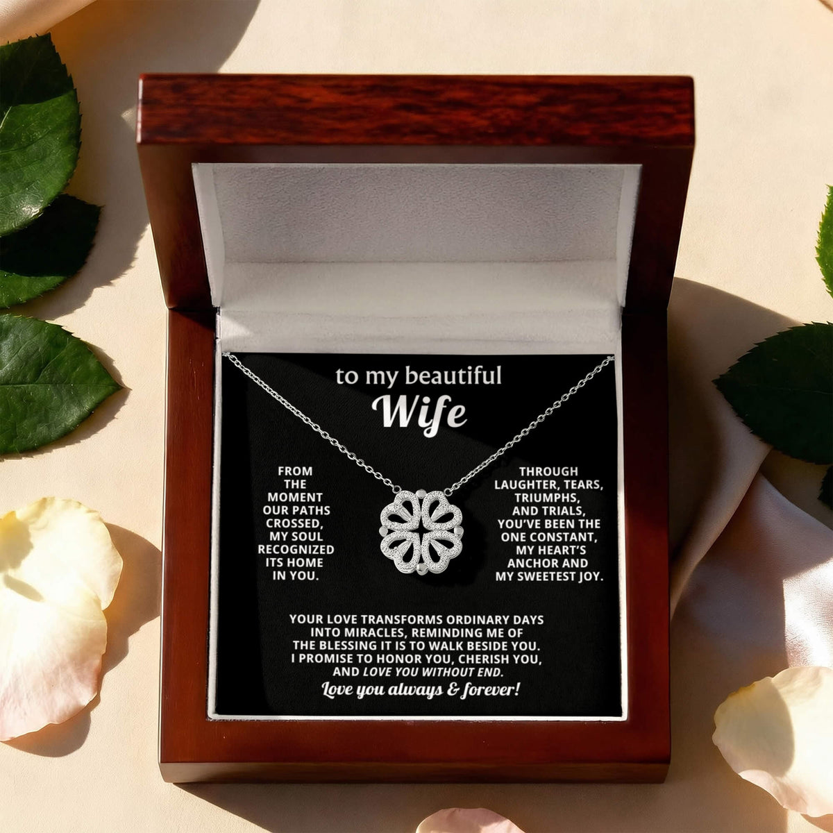 To  My Wife Magnetic Clover Convertible Hearts Necklace Gift