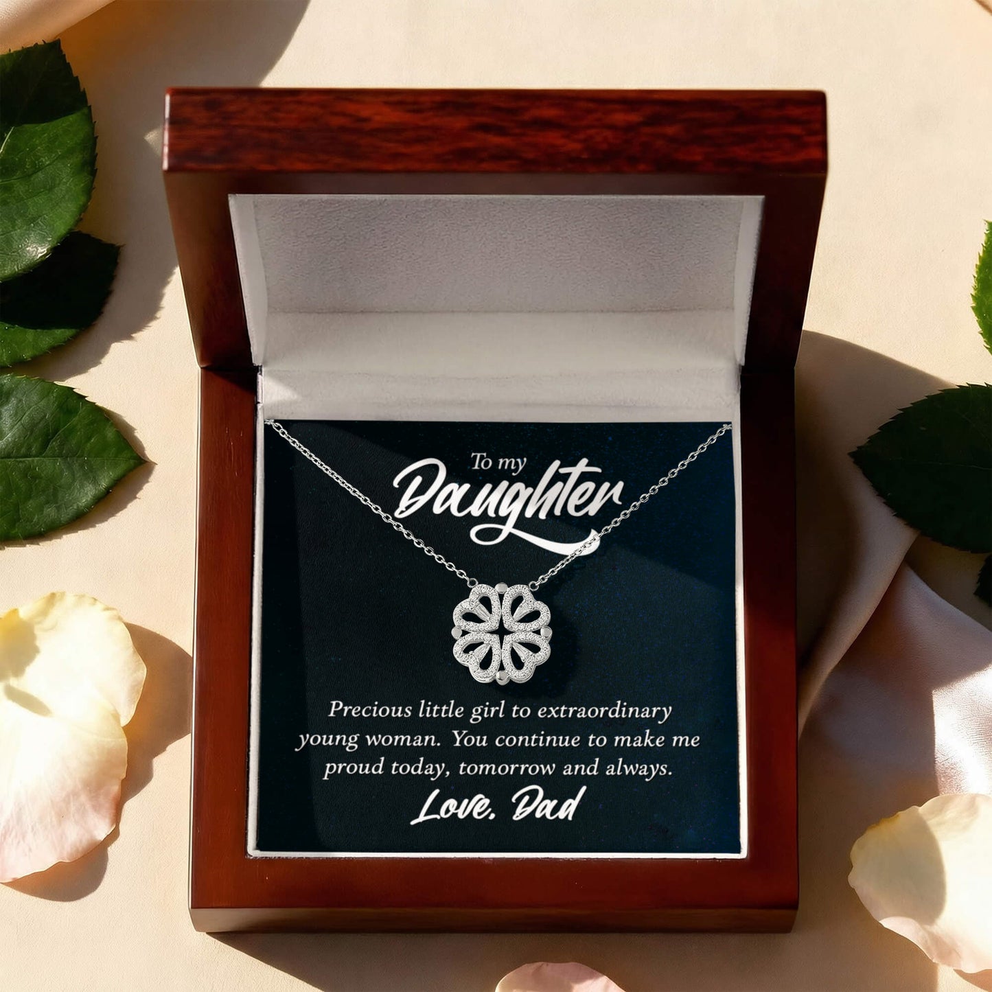 Daughter Clover Heart Convertible Necklace