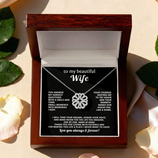 To  My Wife Magnetic Clover Convertible Hearts Necklace Gift