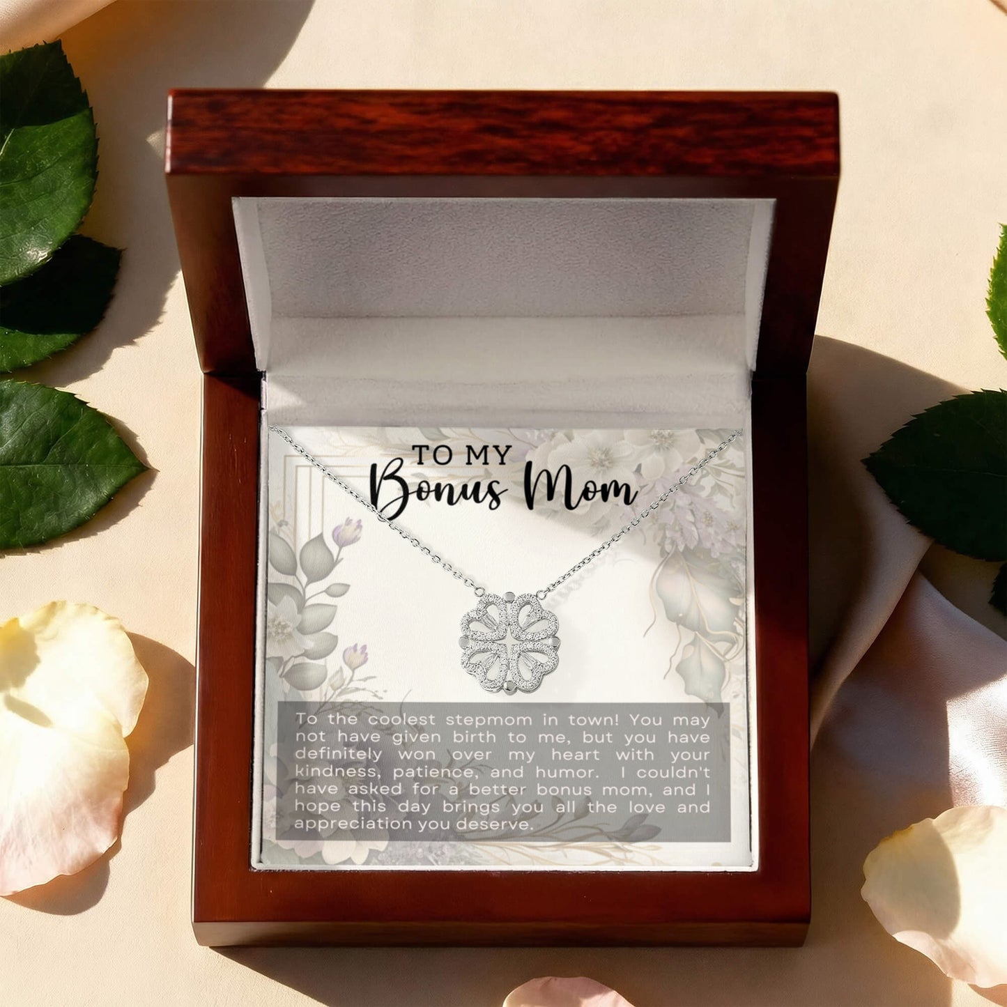 Bonus Mom Clover Heart Convertible Necklace