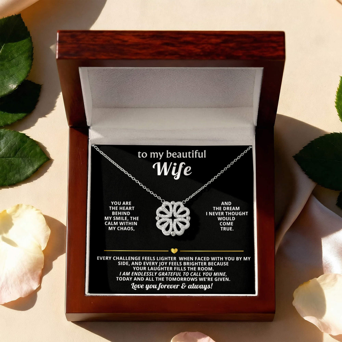 To  My Wife Magnetic Clover Convertible Hearts Necklace Gift