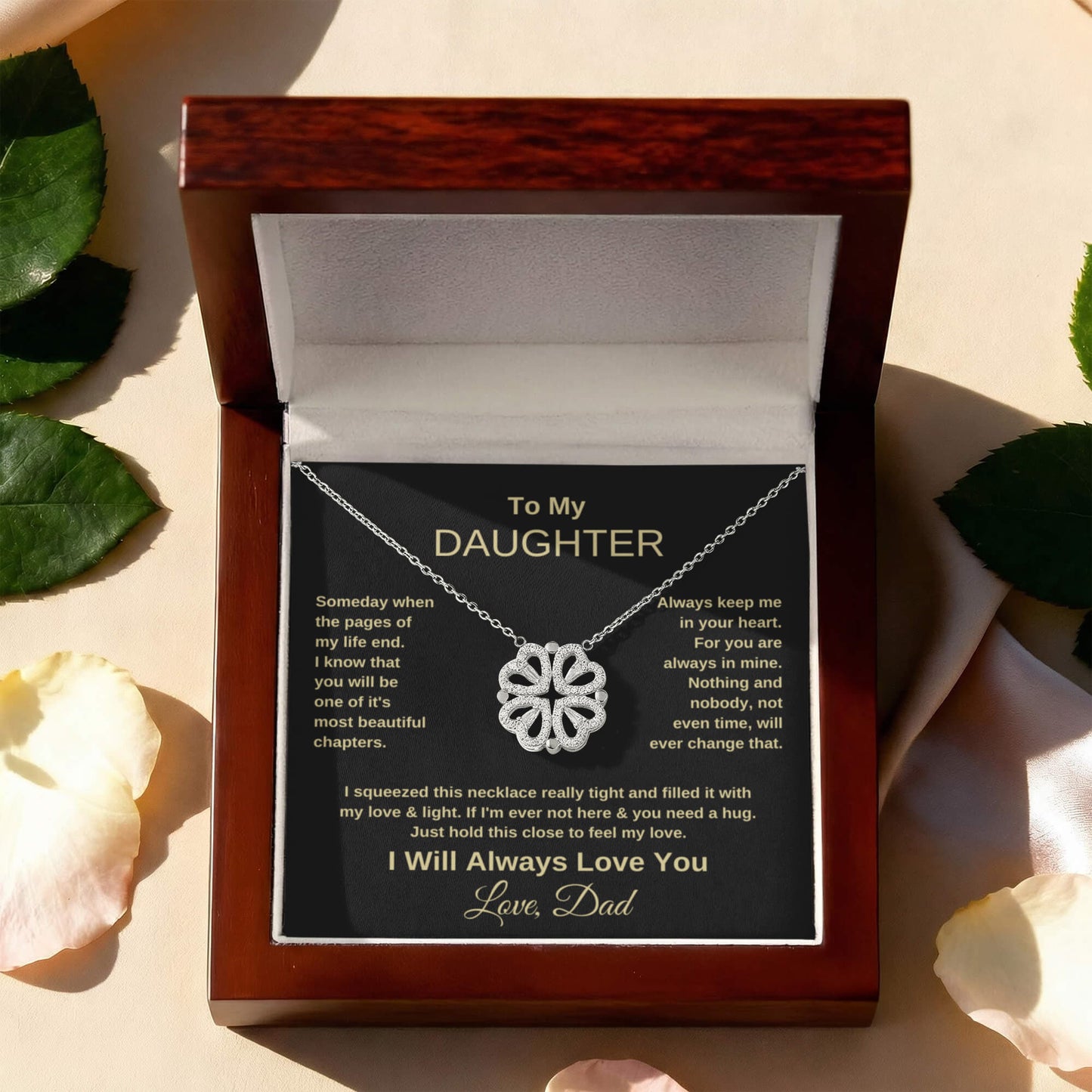 Daughter Heart Clover Convertible Necklace