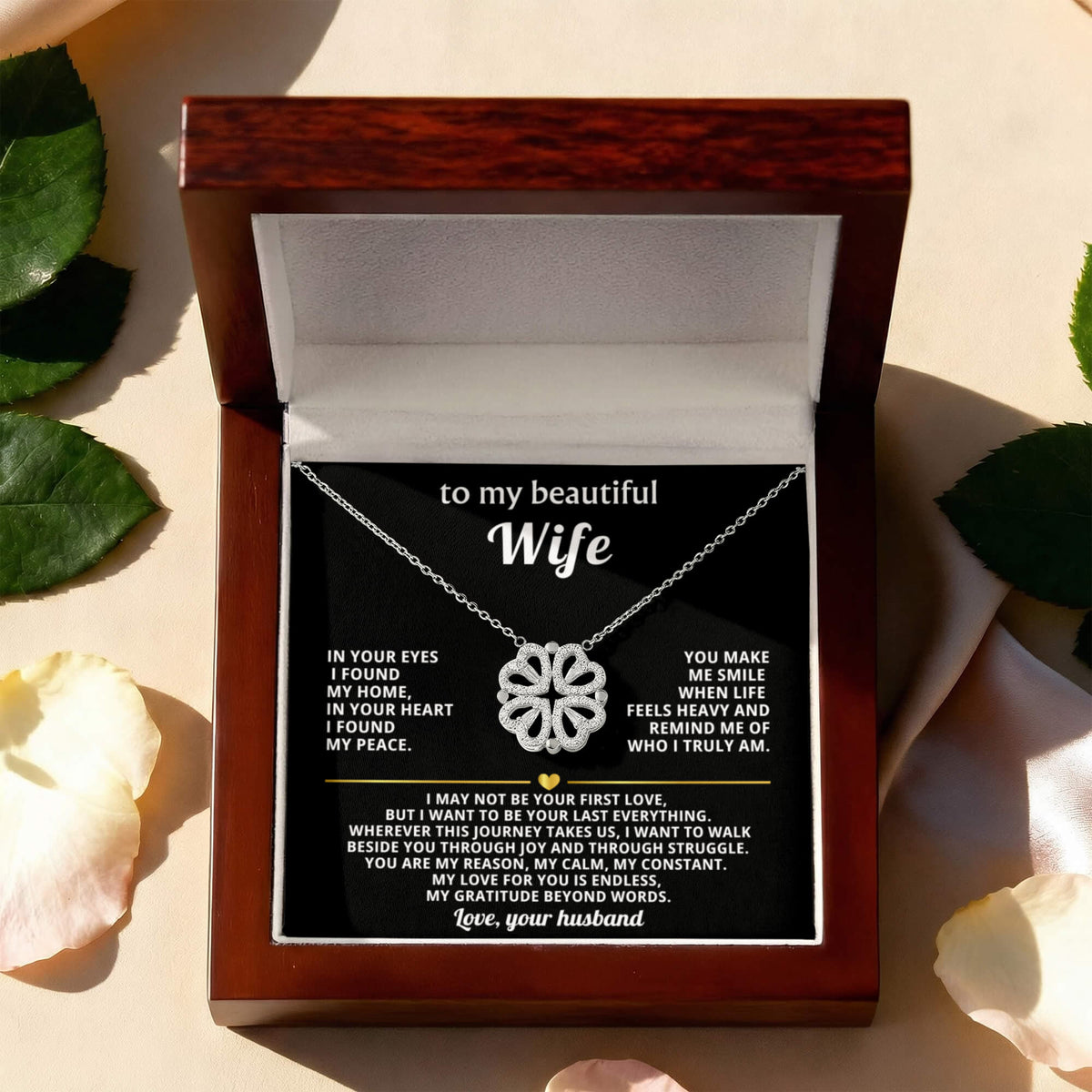 To  My Wife Magnetic Clover Convertible Hearts Necklace Gift