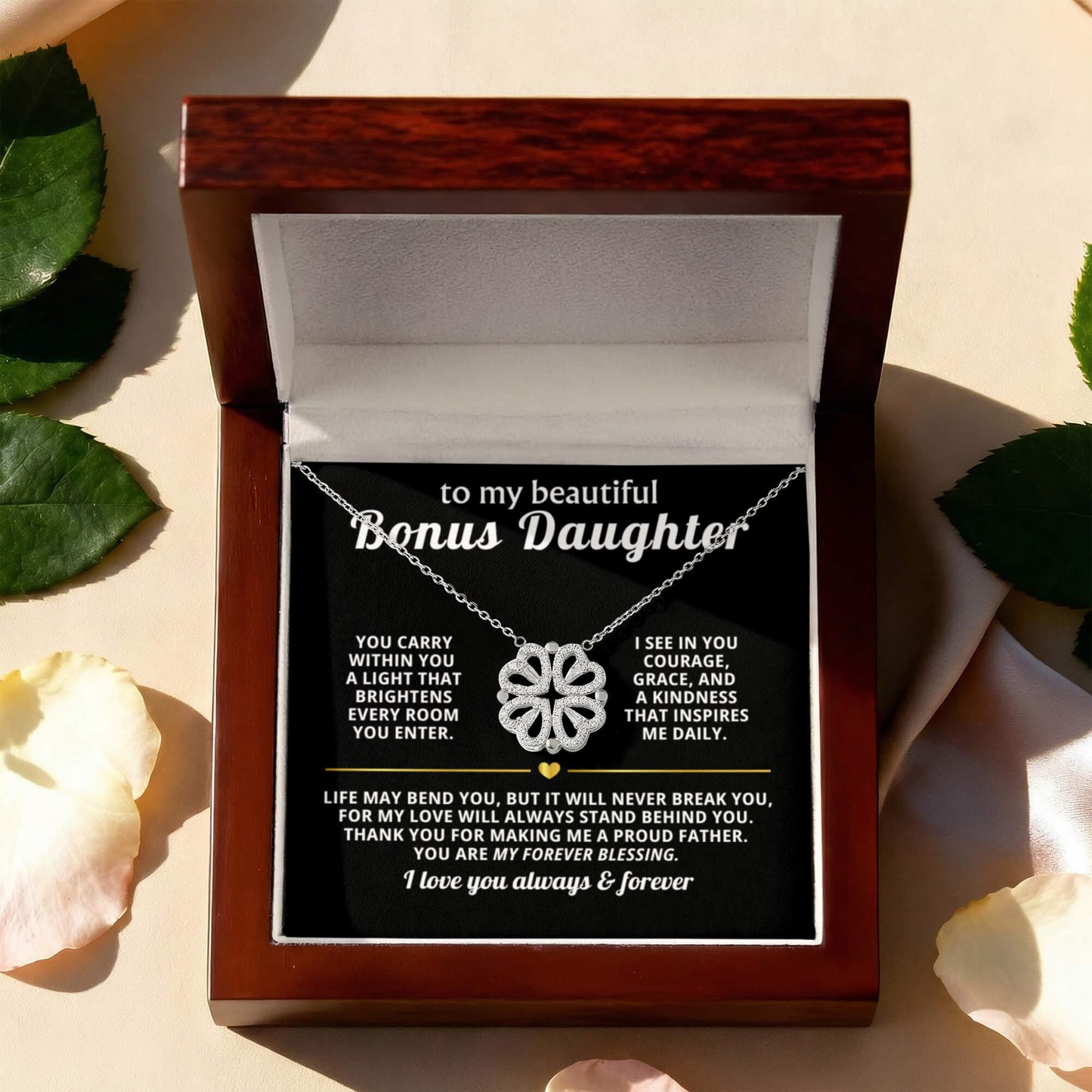 Bonus Daughter Clover Heart Convertible Necklace
