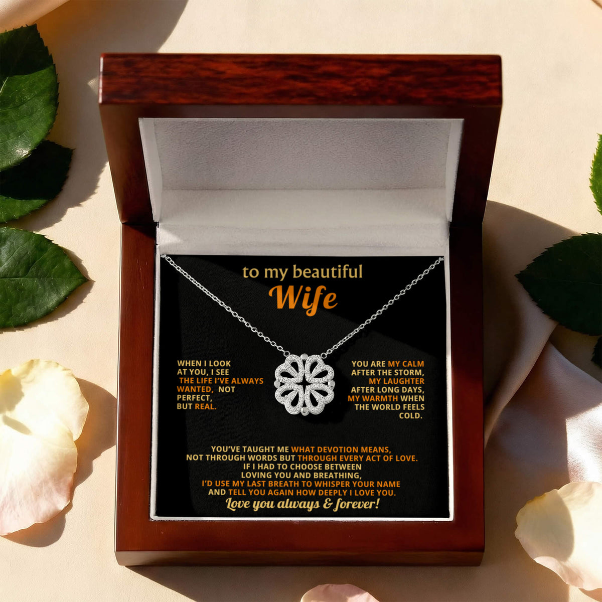 To  My Wife Magnetic Clover Convertible Hearts Necklace Gift