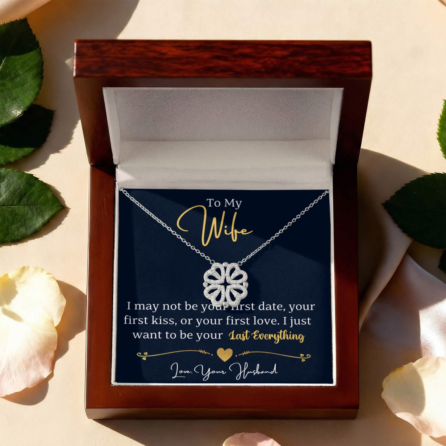 To My Wife Convertible Clover Hearts Necklace