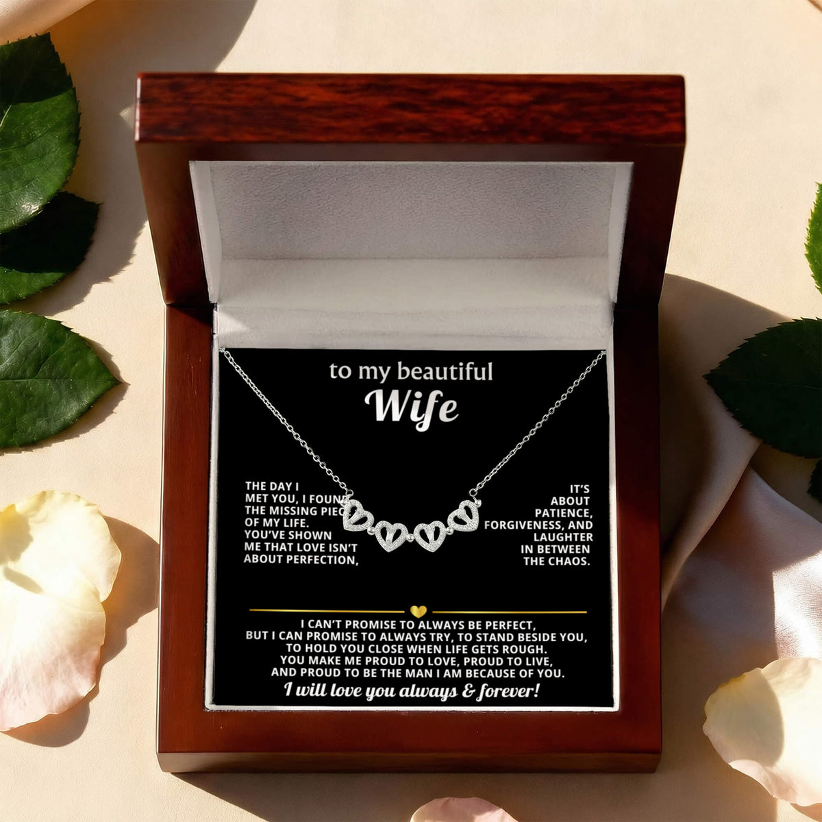 To  My Wife Magnetic Clover Convertible Hearts Necklace Gift