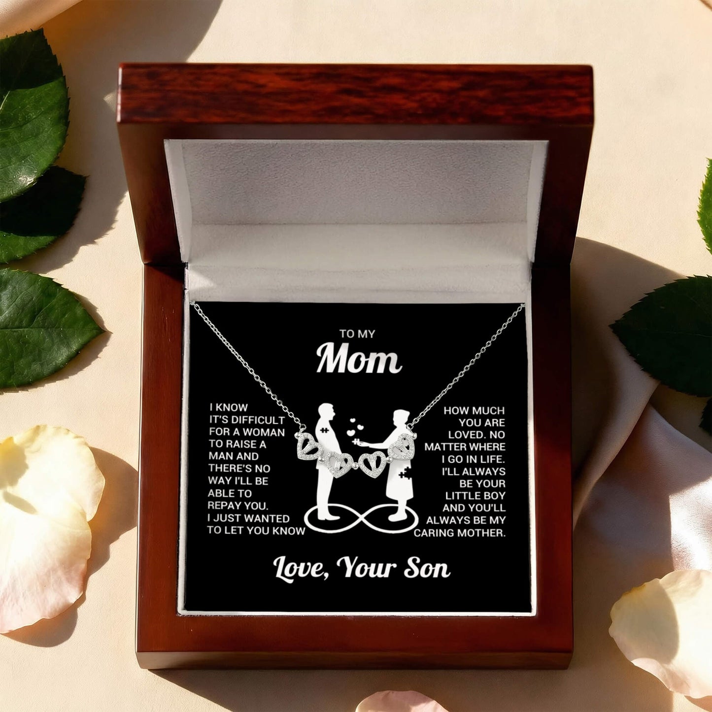 Mom from Son Clover Heart Convertible Necklace