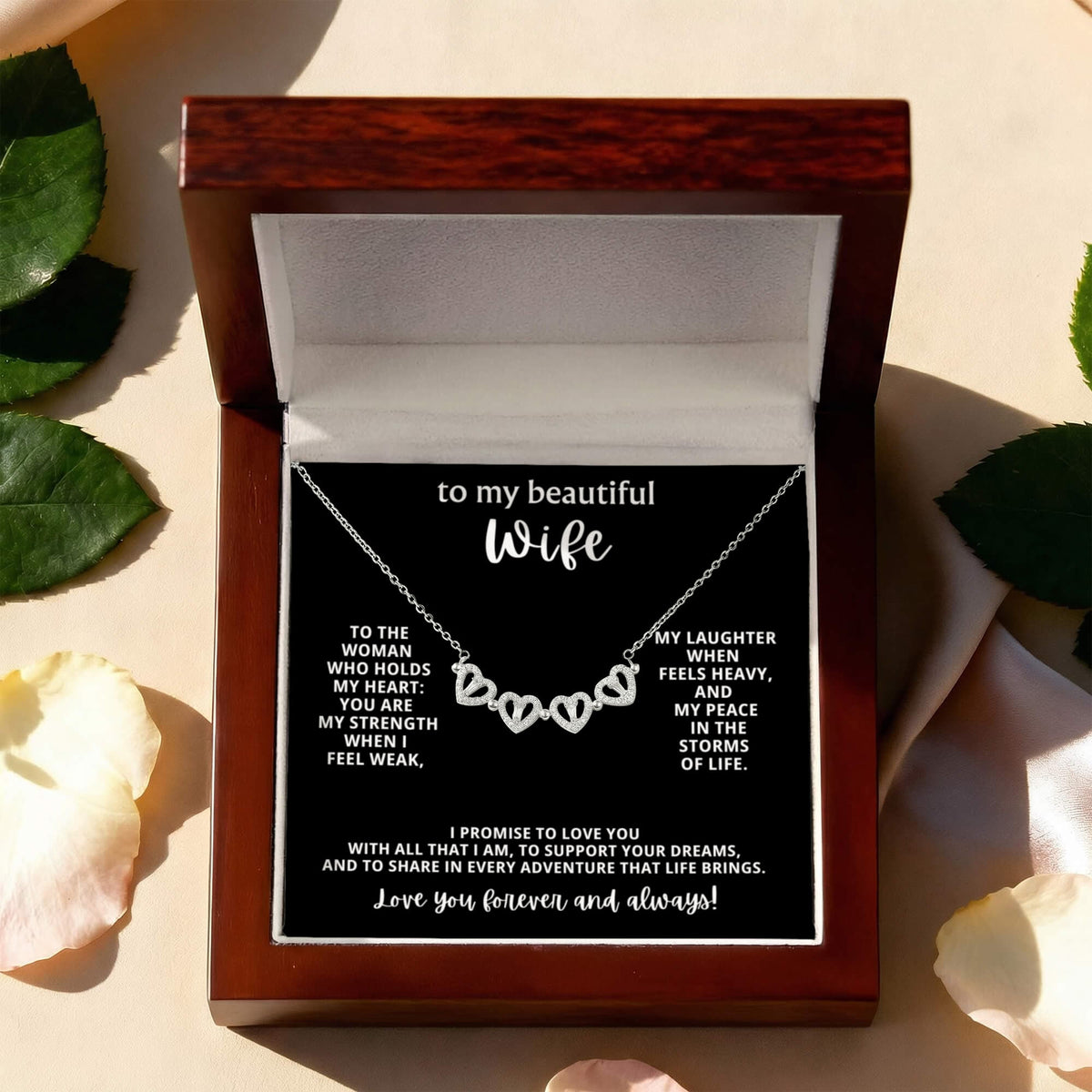 To  My Wife Magnetic Clover Convertible Hearts Necklace Gift