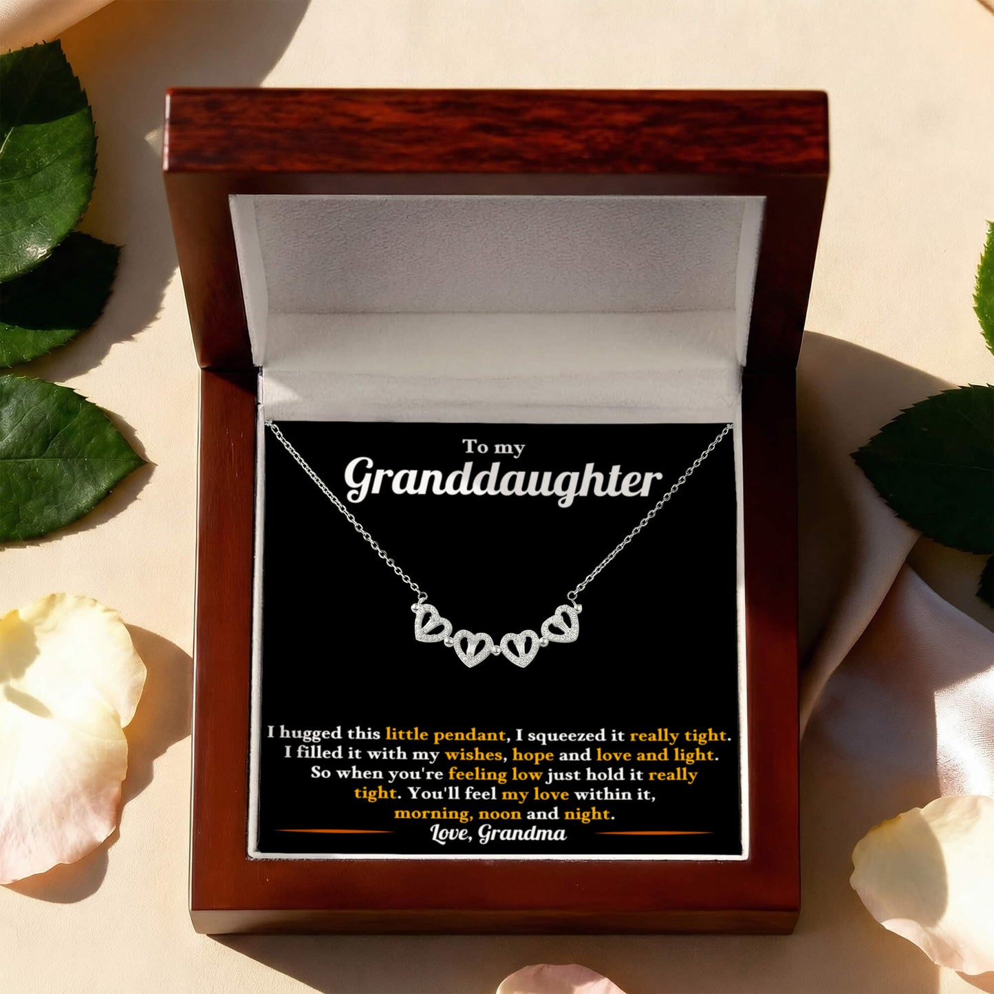 Granddaughter Convertible Clover Hearts Necklace