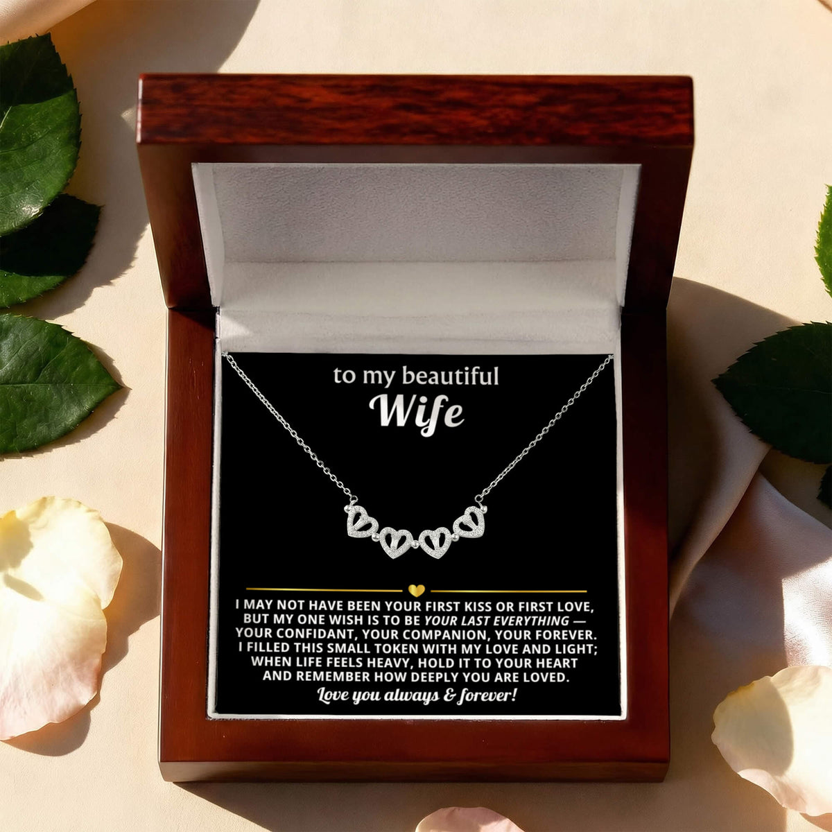 To  My Wife Magnetic Clover Convertible Hearts Necklace Gift