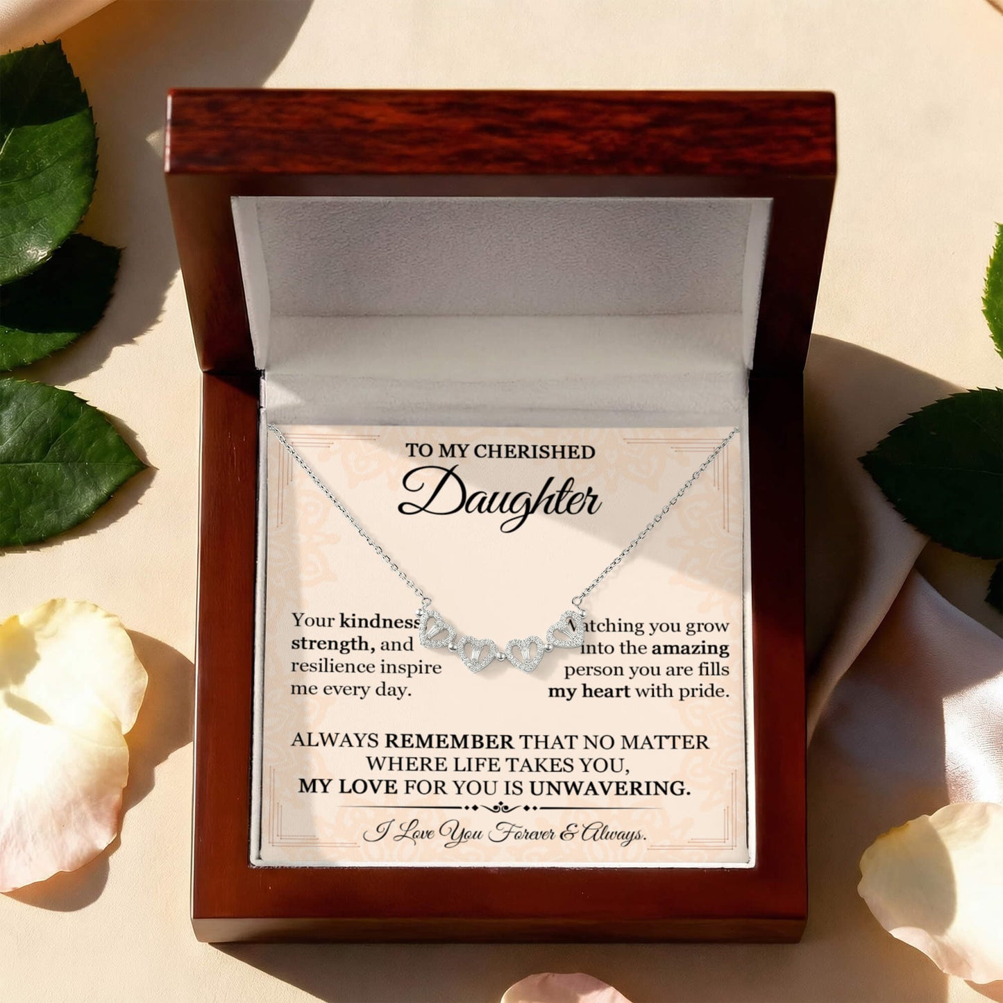 To My Daughter Heart Clover Convertible Necklace