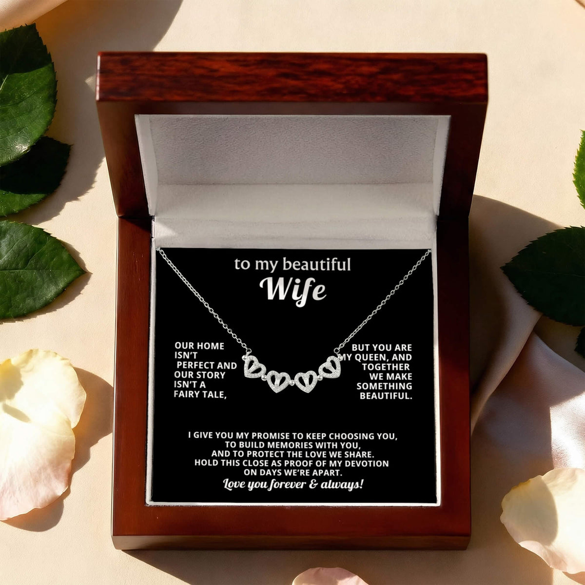 To  My Wife Magnetic Clover Convertible Hearts Necklace Gift