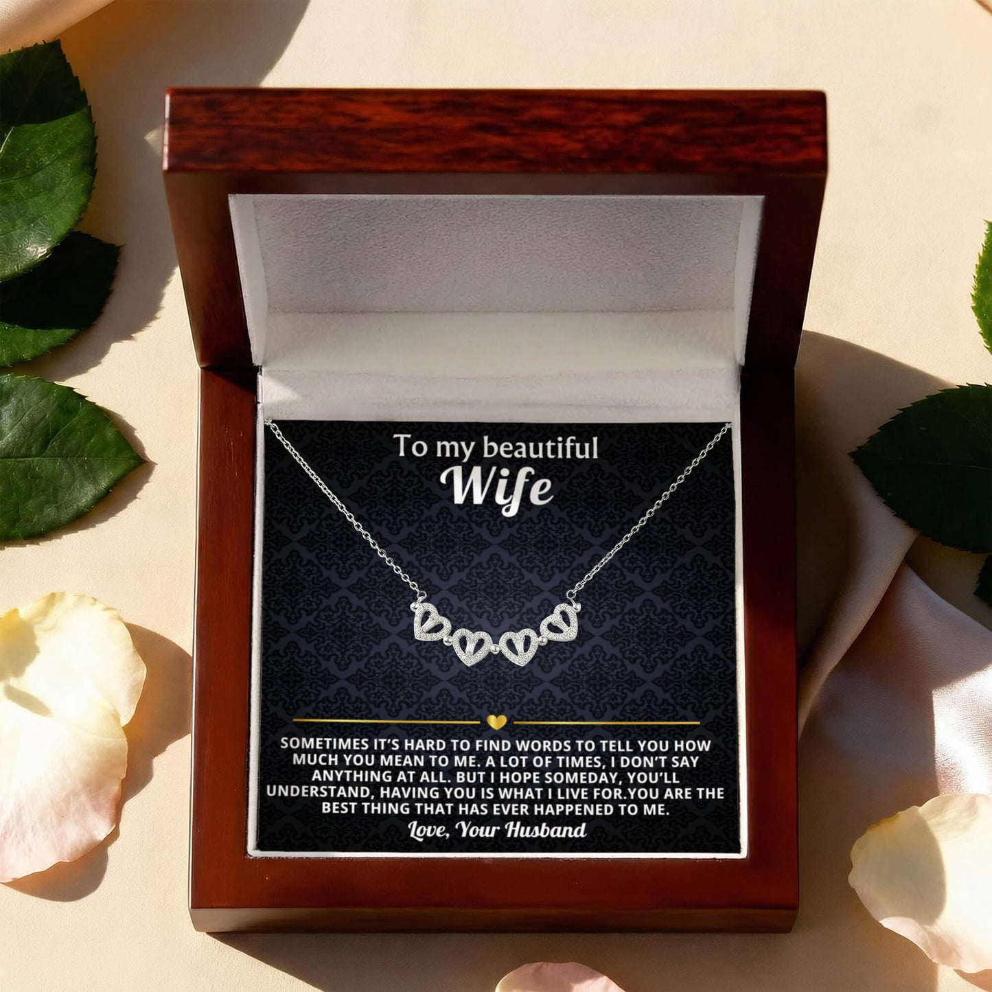 To  My Wife Magnetic Clover Convertible Hearts Necklace Gift