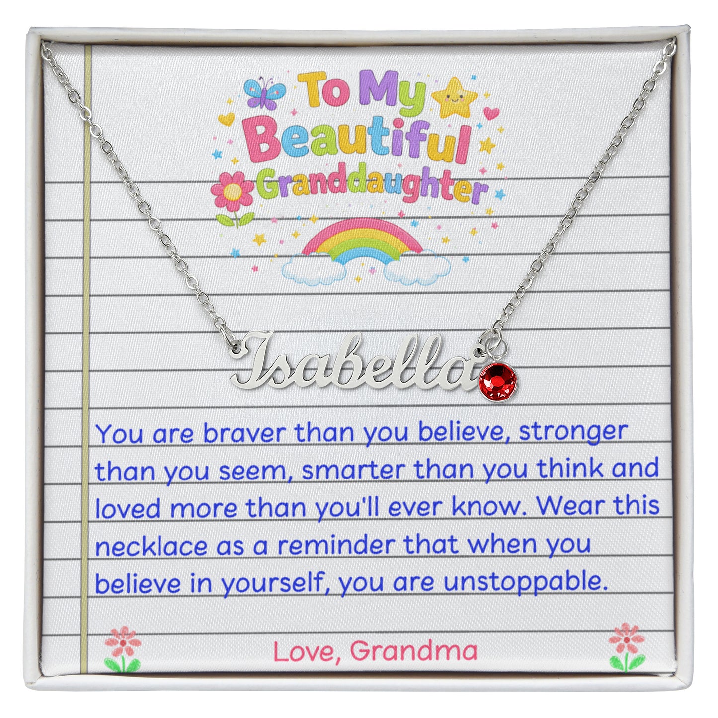 Granddaughter Birthstone Name Necklace