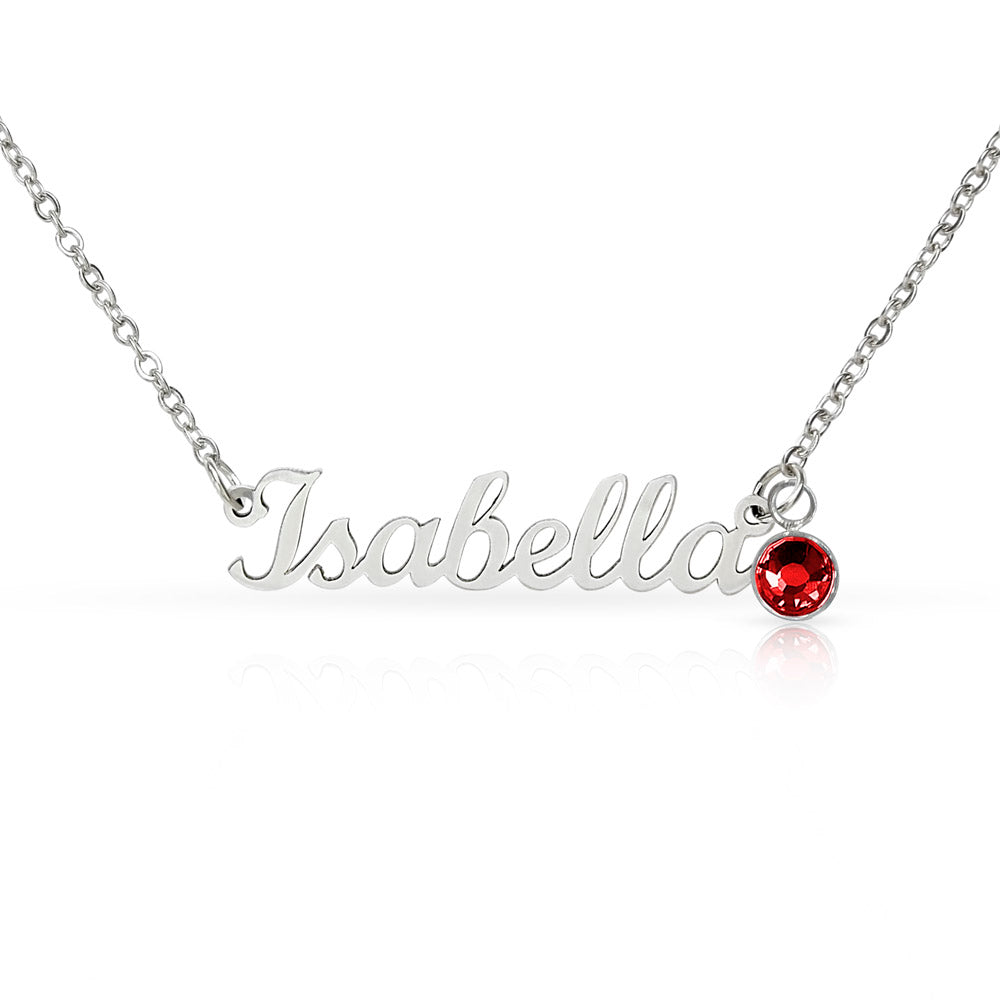 Last Day of Second Grade Birthstone Name Necklace