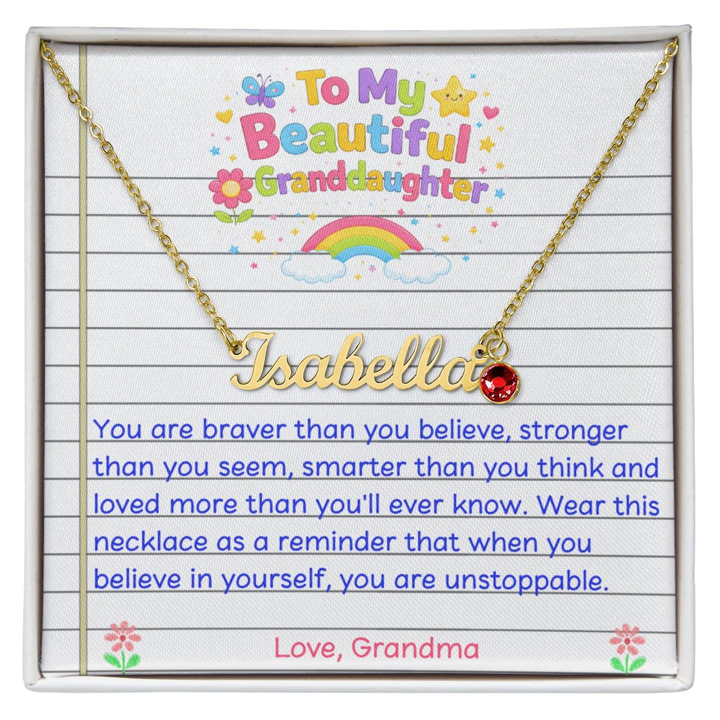 Granddaughter Birthstone Name Necklace