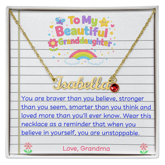 Granddaughter Birthstone Name Necklace