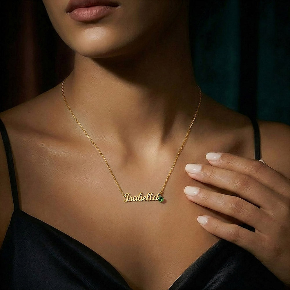 Kindergarten Graduation Birthstone Name Necklace
