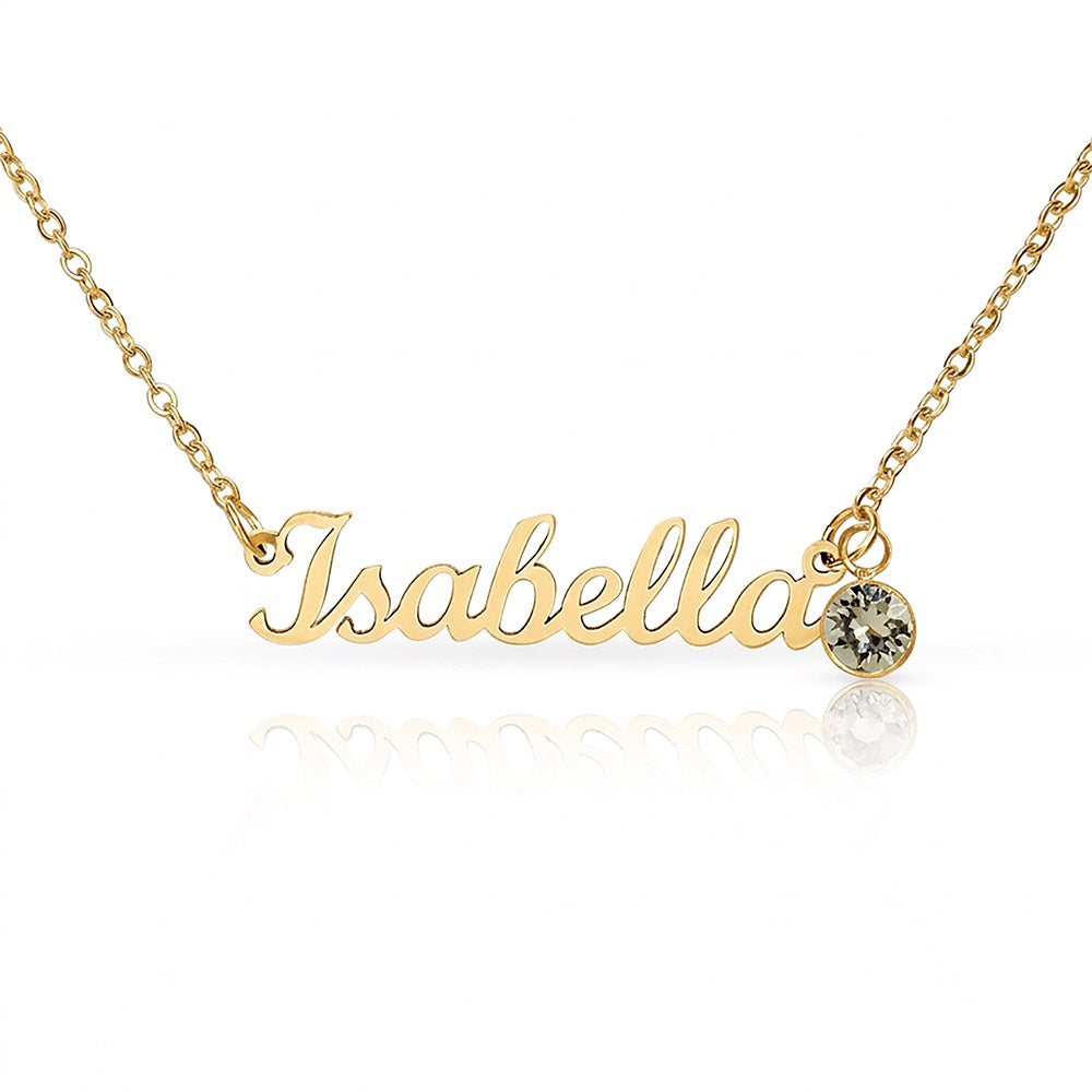 To My Daughter Birthstone Name Necklace