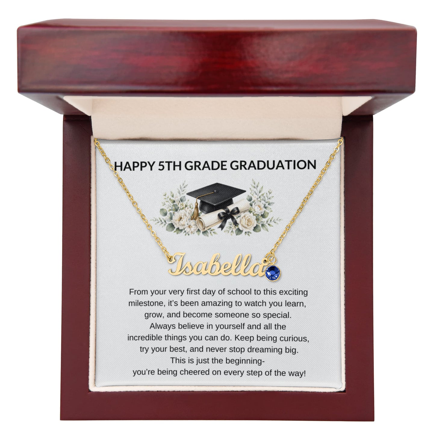 5th Grade Graduation Name Necklace with Birthstone