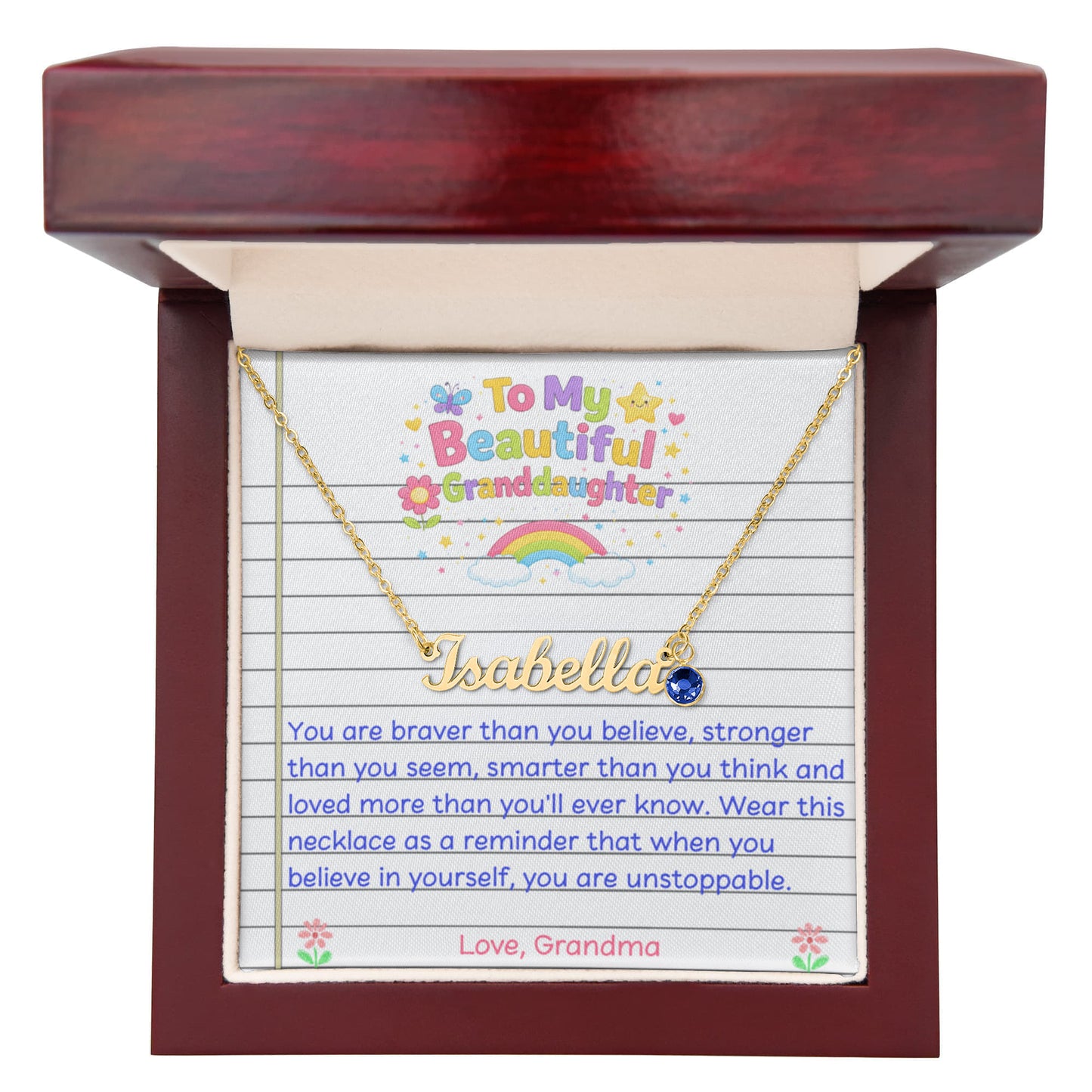 Granddaughter Birthstone Name Necklace