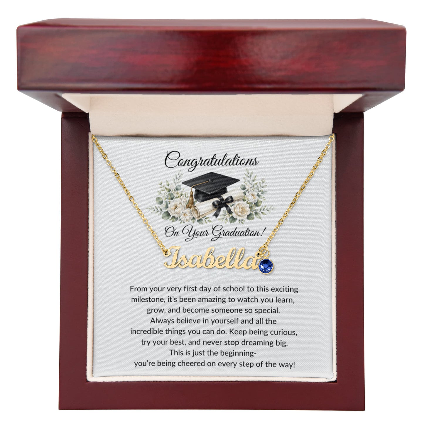 Graduation Birthstone Name Necklace Gift