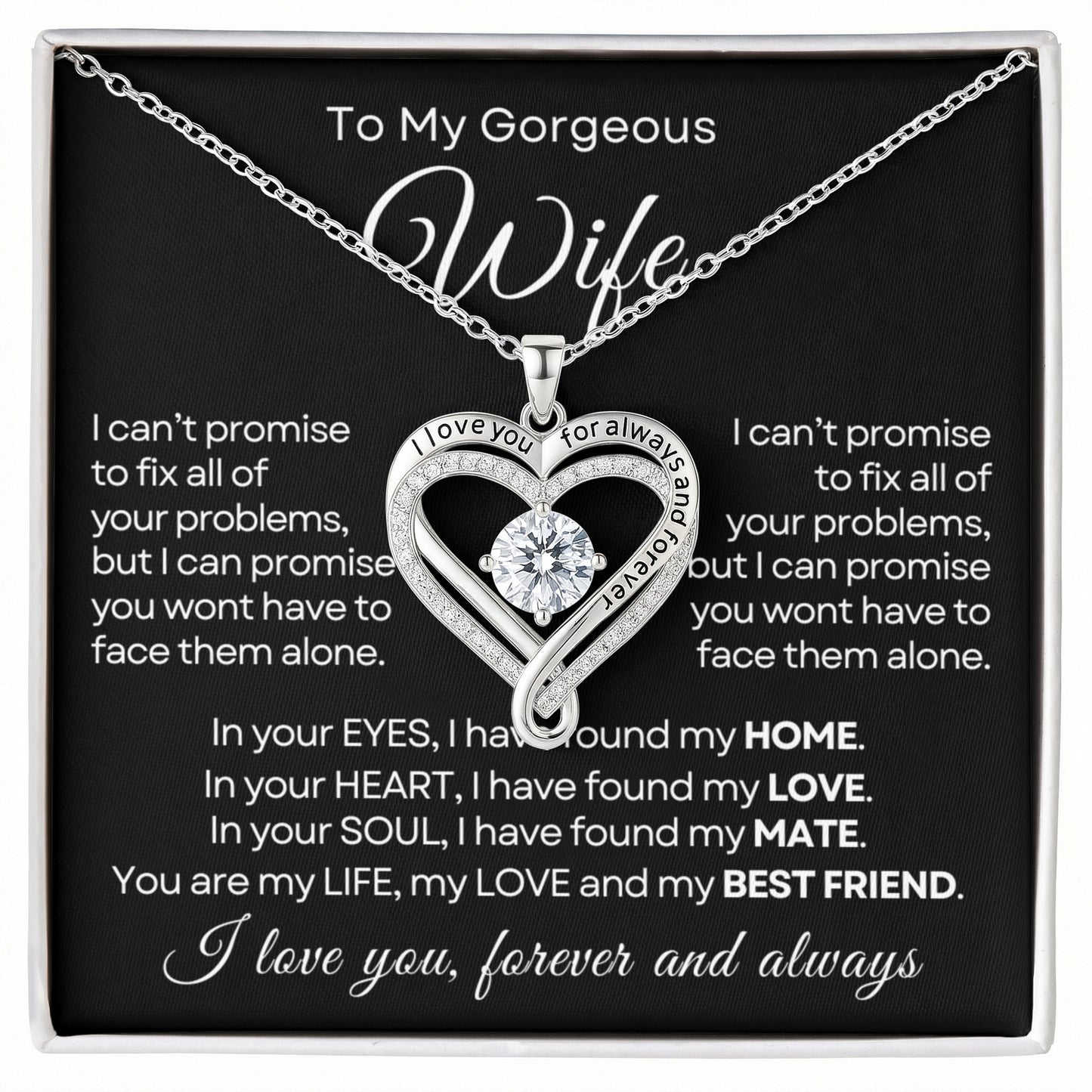 Wife Forever & Always Heart Necklace Gift