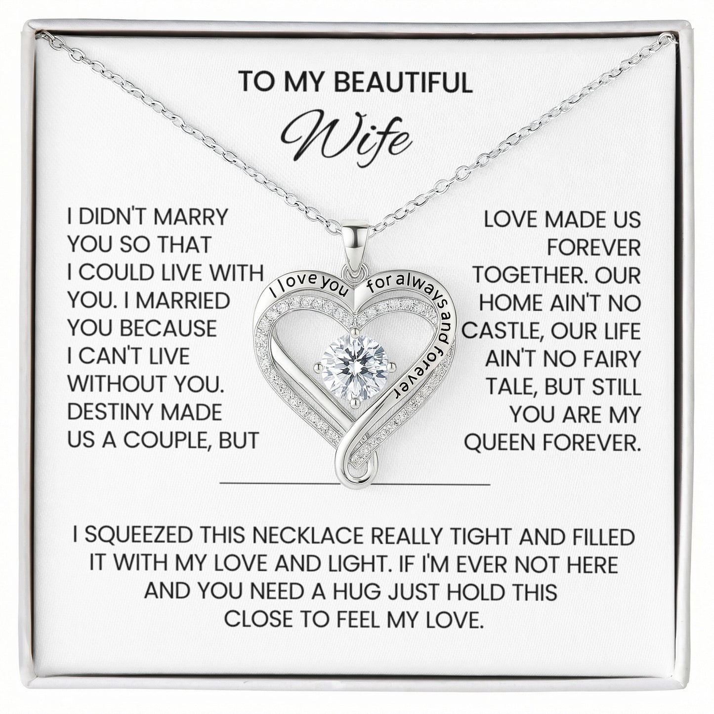 To My Wife Always & Forever Heart Necklace Gift