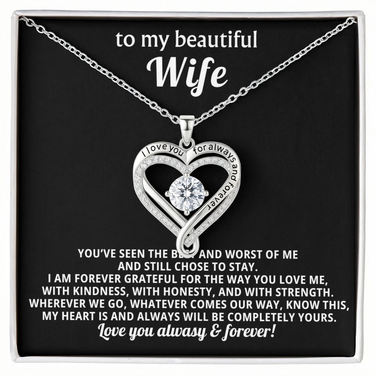 To My Wife Love You Always Heart Necklace Gift
