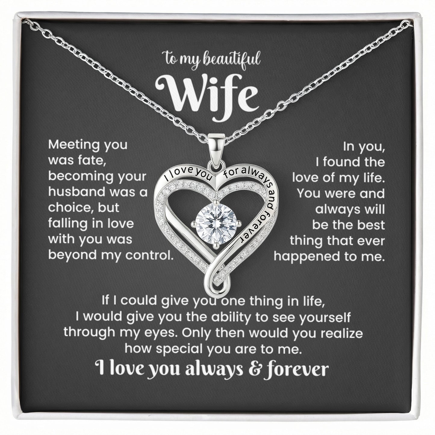 Wife Forever & Always Heart Necklace