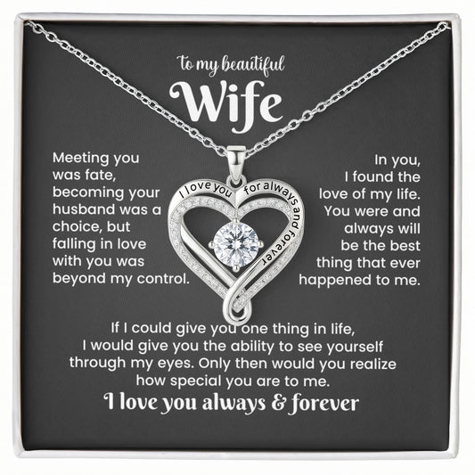 Wife Forever & Always Heart Necklace