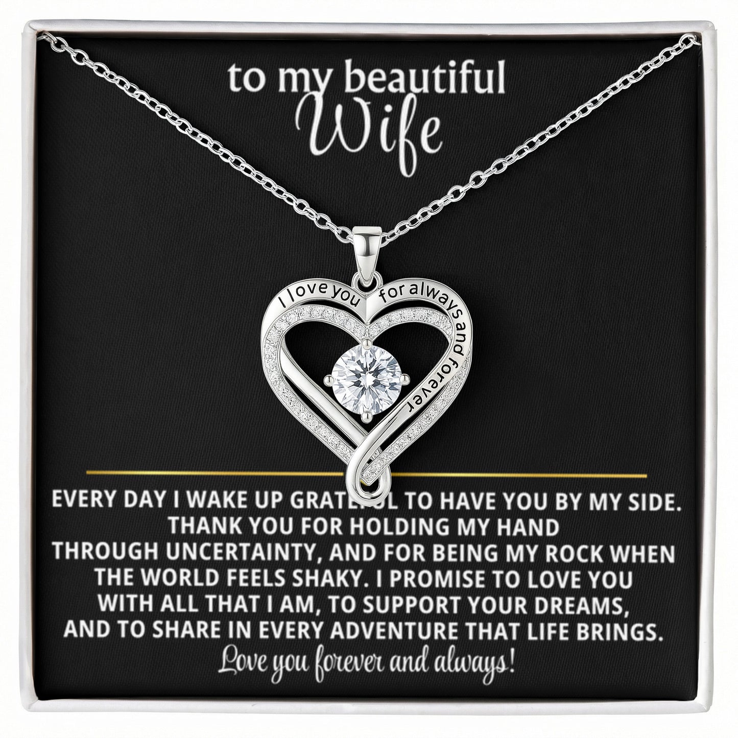 To My Wife Always & Forever Heart Necklace Gift