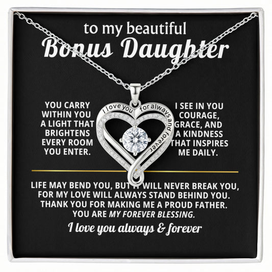 Bonus Daughter Love You Always Heart Necklace