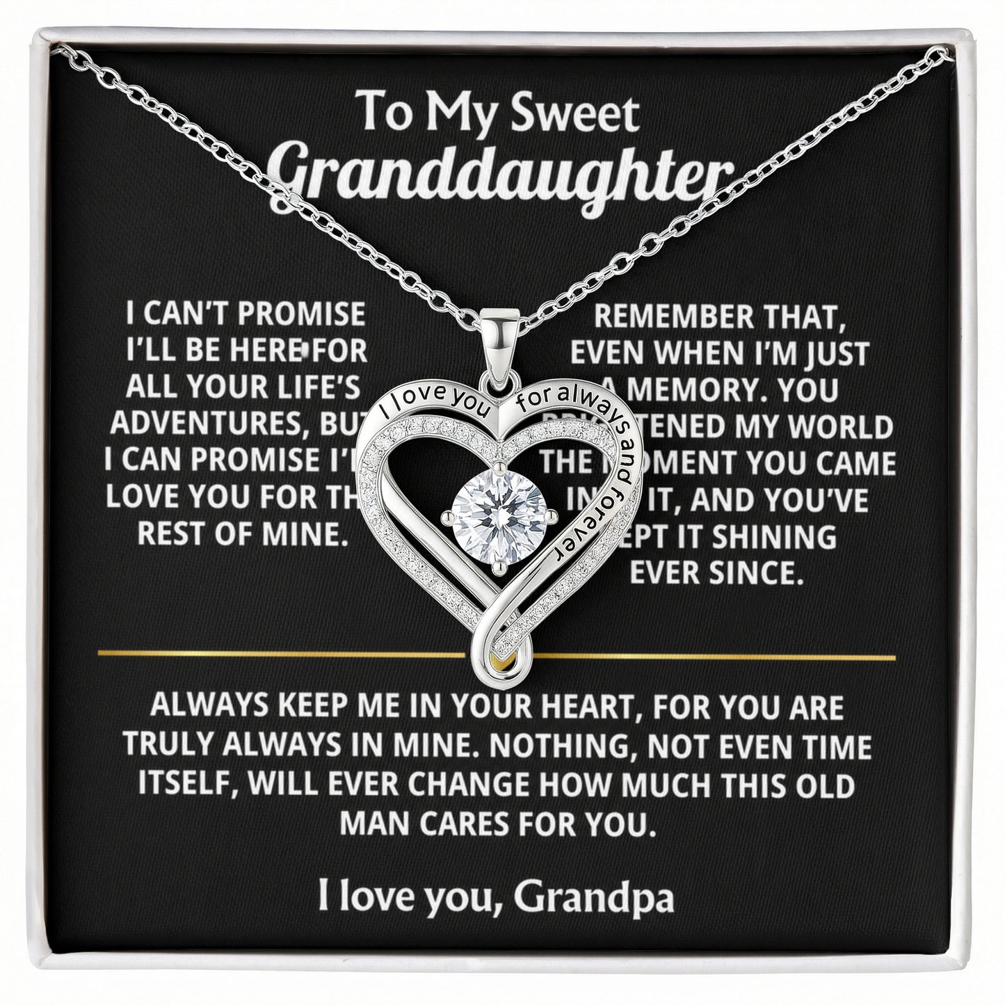 Granddaughter Always & Forever Heart Necklace Gift