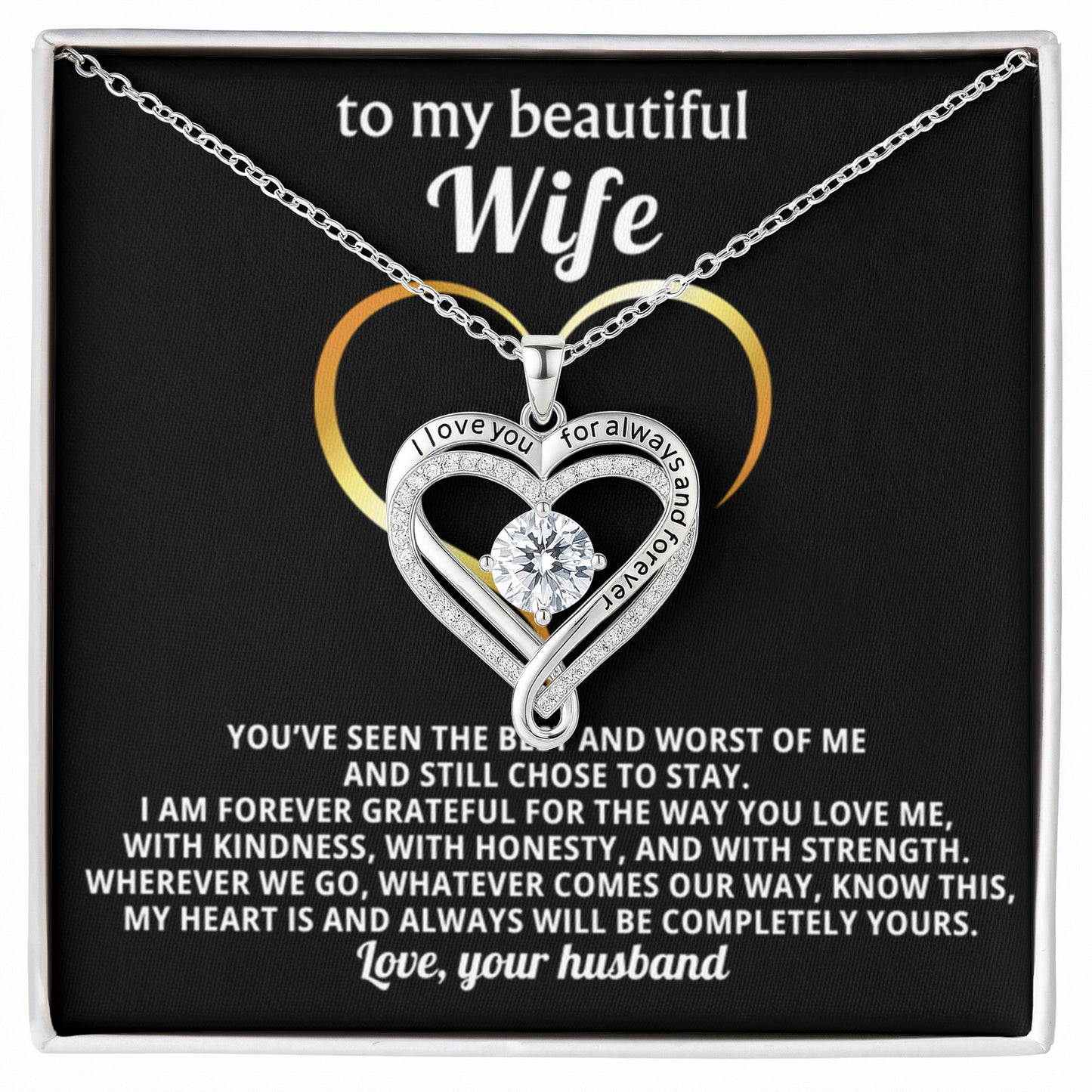 To My Wife Always & Forever Heart Necklace Gift