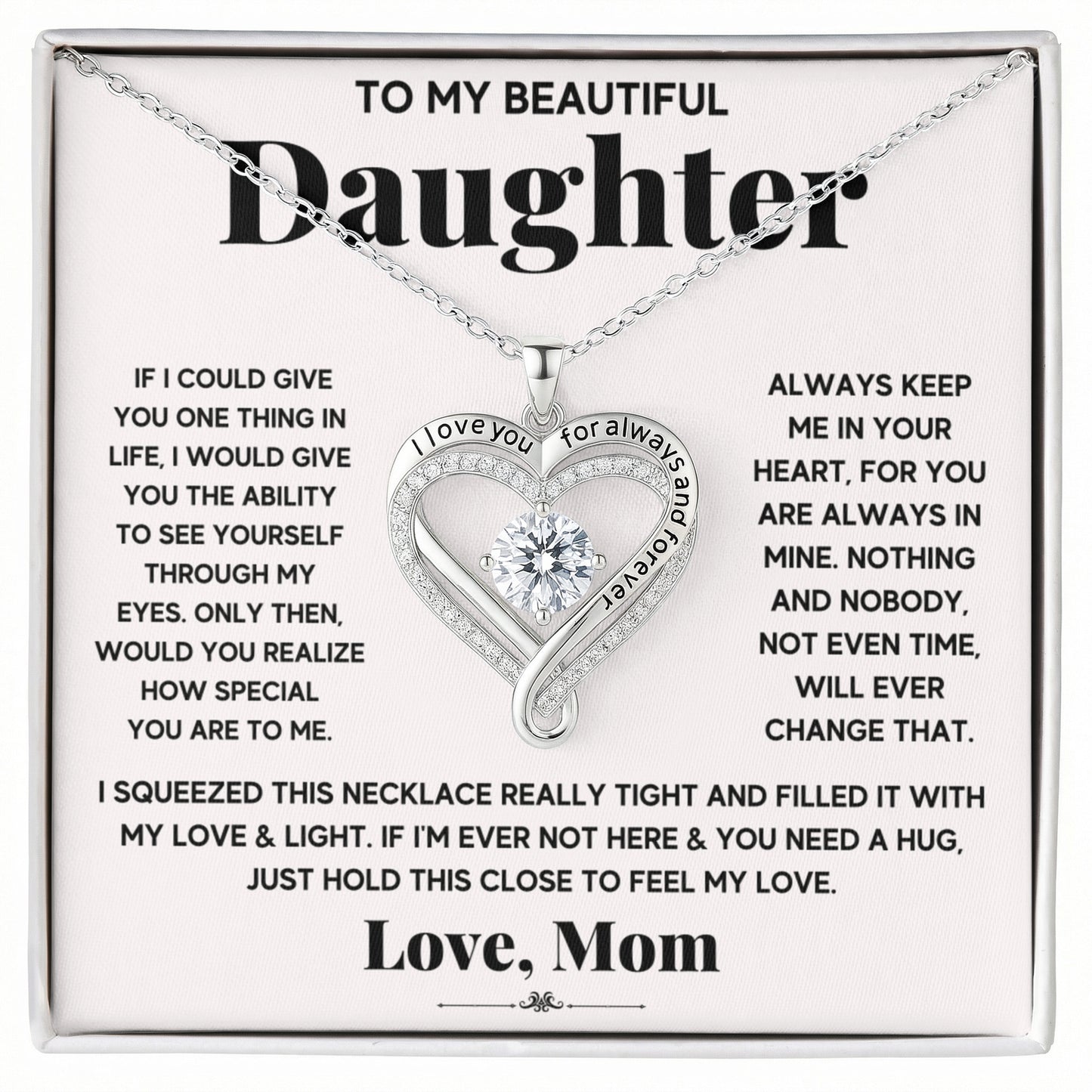 Daughter Love You Always Heart Necklace